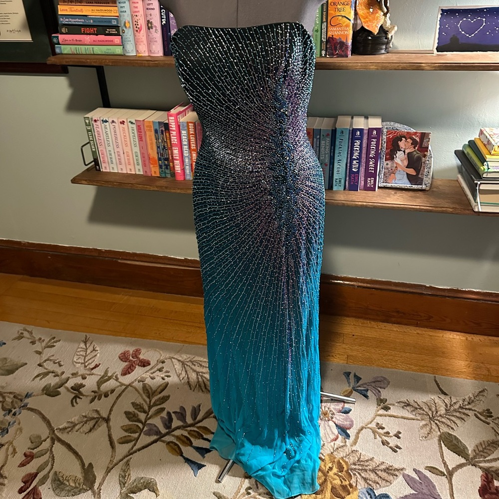 Beaded Silk Ombré Gown